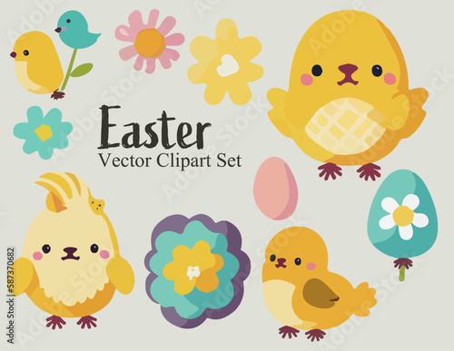 Easter Clipart, Bunny, Eggs, Vector Illustrations © Kyle