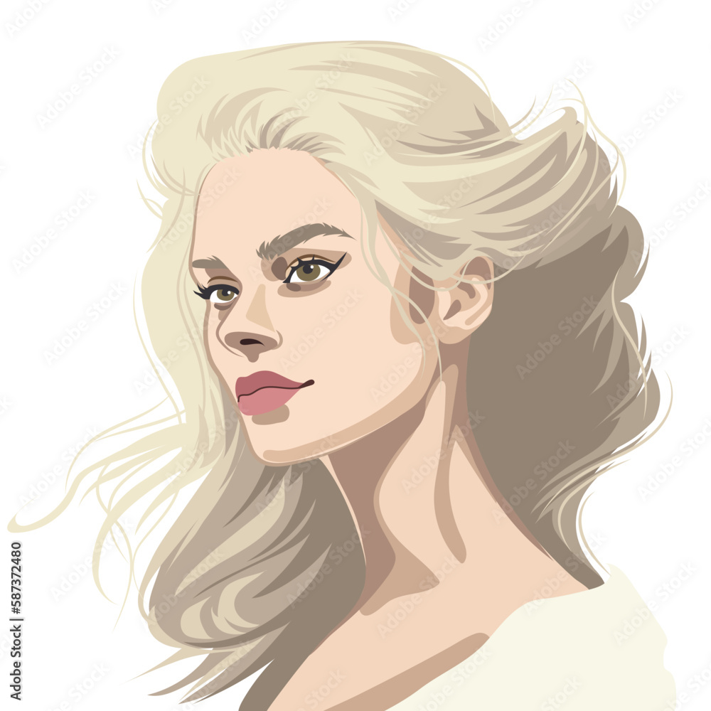 Portrait of a beautiful blonde girl with loose curly hair. Portrait of a beautiful blonde girl with loose curly hair.