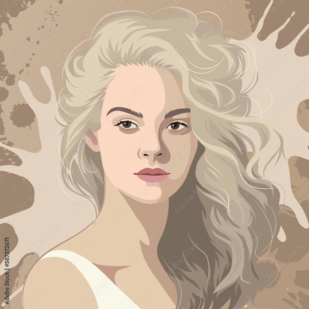 Portrait of a beautiful blonde girl with loose curly hair. Portrait of a beautiful blonde girl with loose curly hair.