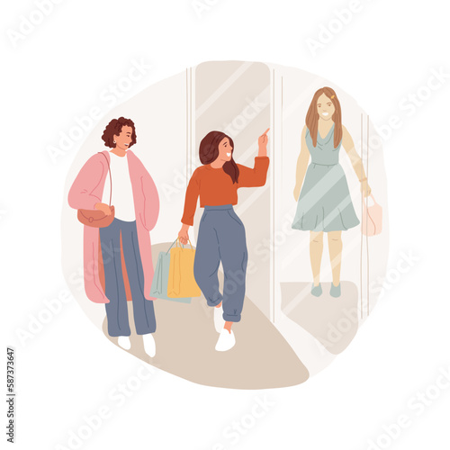 Mom and daughter shopping isolated cartoon vector illustration. Mother and teenage daughter walking with shopping bags together, parent child communication, positive emotions vector cartoon.