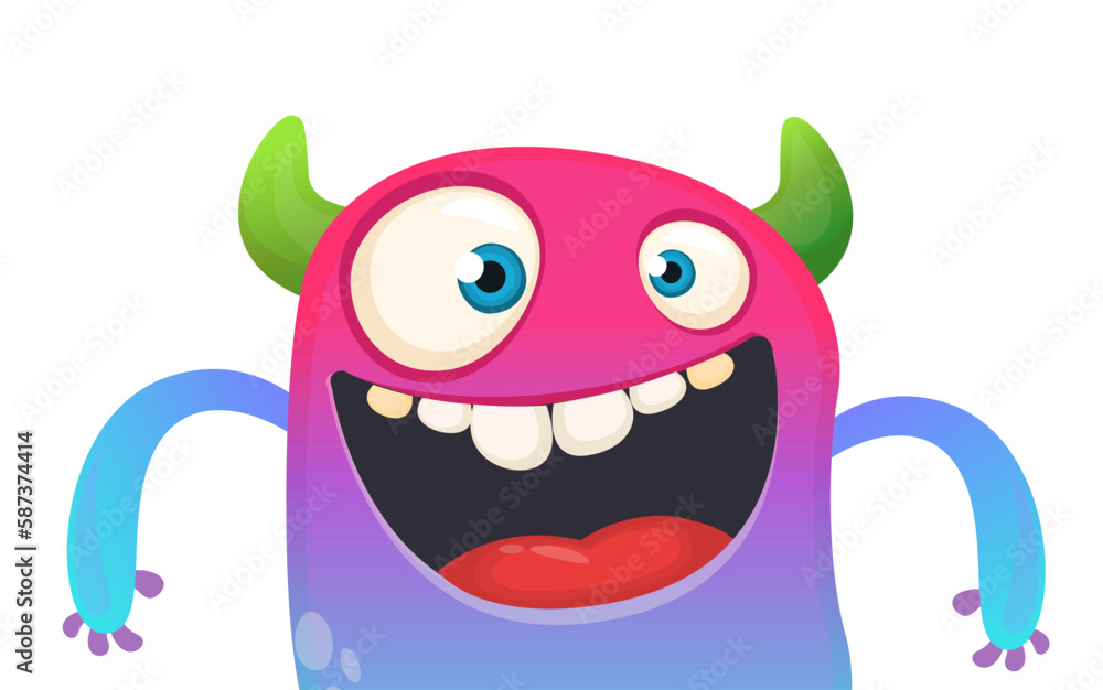 Funny cartoon monster character. Illustration of cute and happy alien. Halloween vector design isolated Funny cartoon monster character. Illustration of cute and happy alien. Halloween vector design isolated