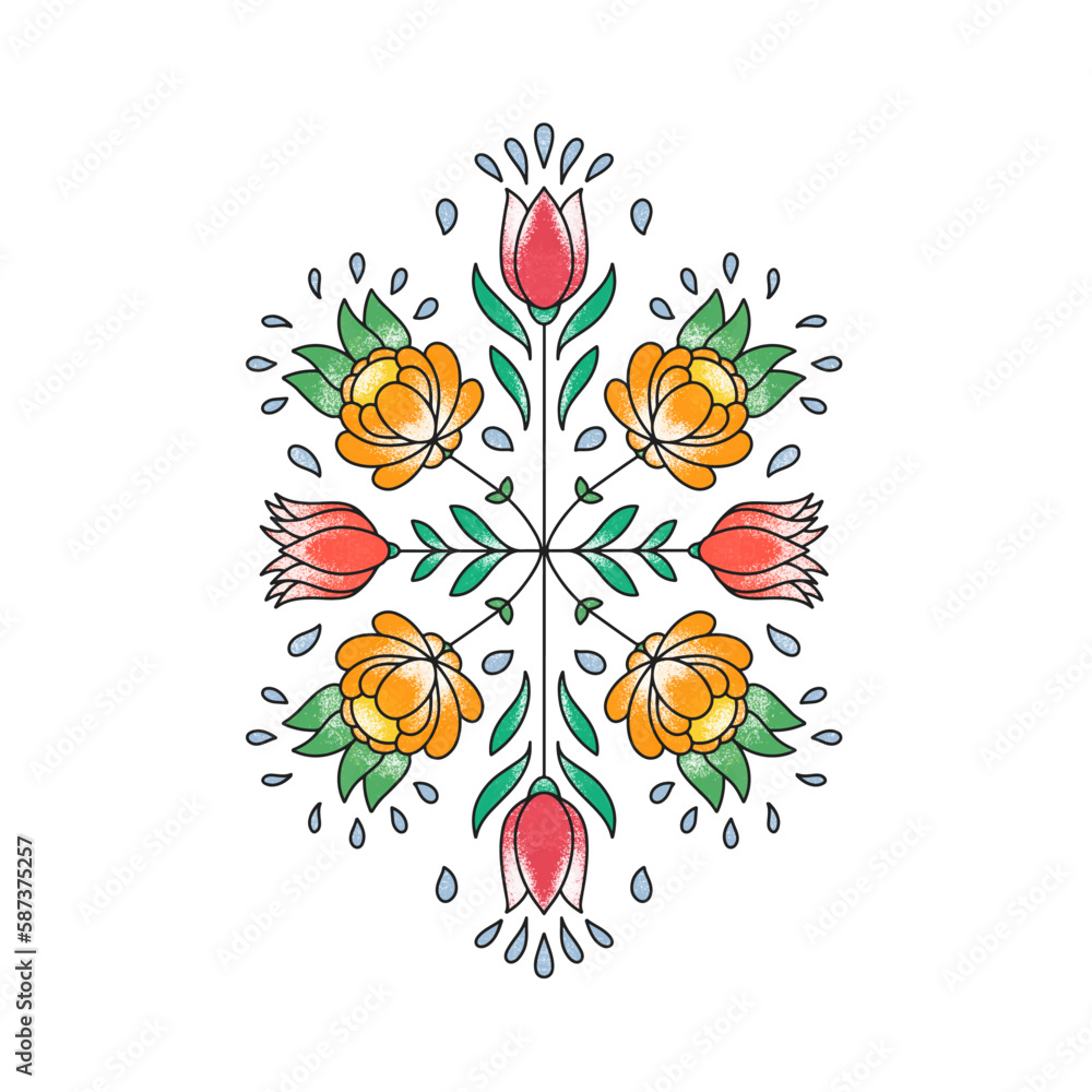 Fototapeta premium Beautiful painting with flowers, a pattern for postcard decorations on a light background