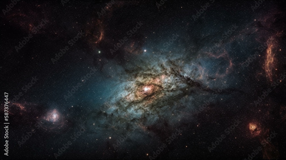 A stunning photograph of a distant galaxy with a bright central and sprawling arms of stars. Generative AI A stunning photograph of a distant galaxy with a bright central and sprawling arms of stars. Generative AI