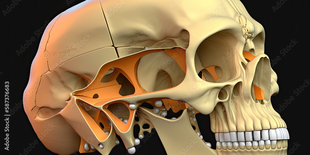 Xray of the zygomatic bone and eye sockets, showing the structure of