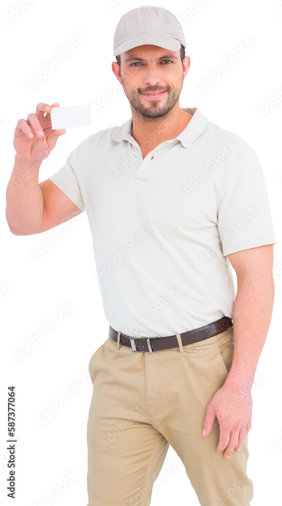 Handyman holding visiting card Handyman holding visiting card