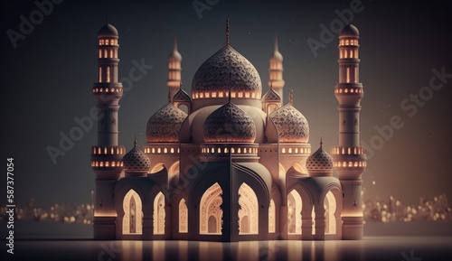 Ramadan kareem mosque of islamic concept