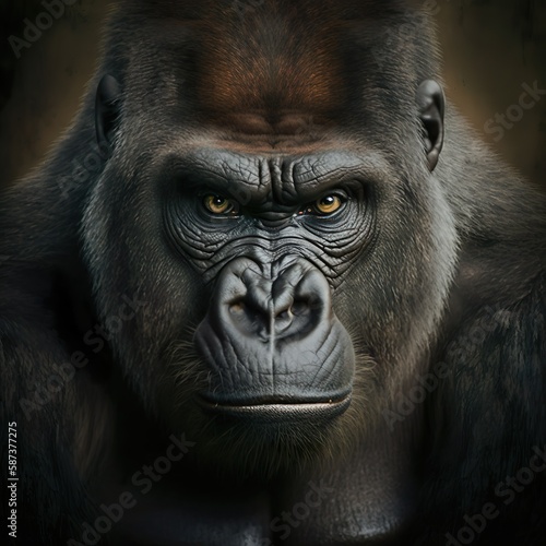 Adult Gorilla Looking Into Camera