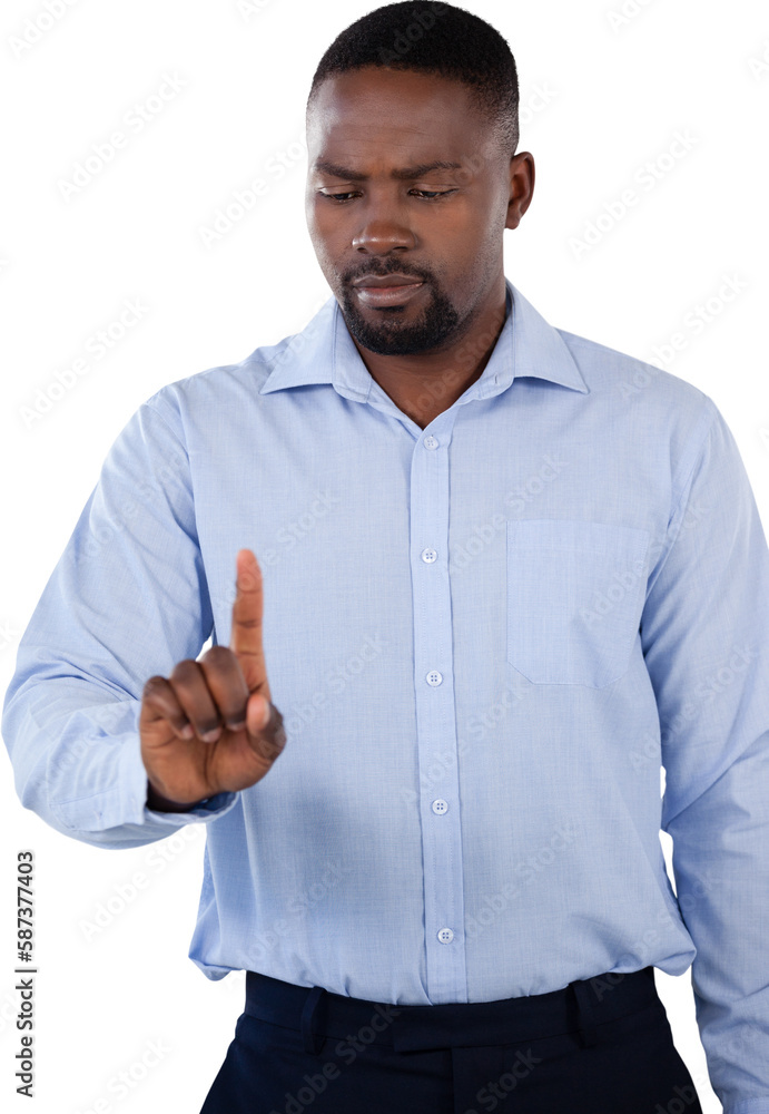 Classy businessman looking his finger Classy businessman looking his finger