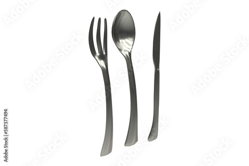 Silver colored eating utensils 