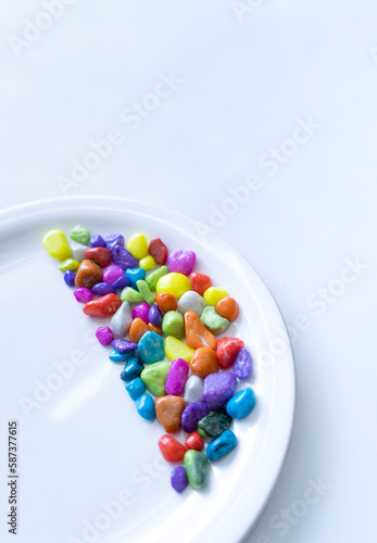 Colourful Stones in a white plate