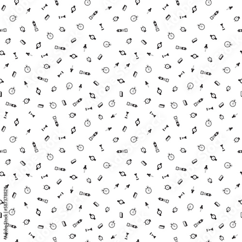 Time hand drawn Seamless Pattern Background