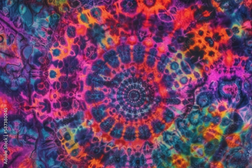 circular tie-dye pattern with vibrant colors. Generative AI circular tie-dye pattern with vibrant colors. Generative AI