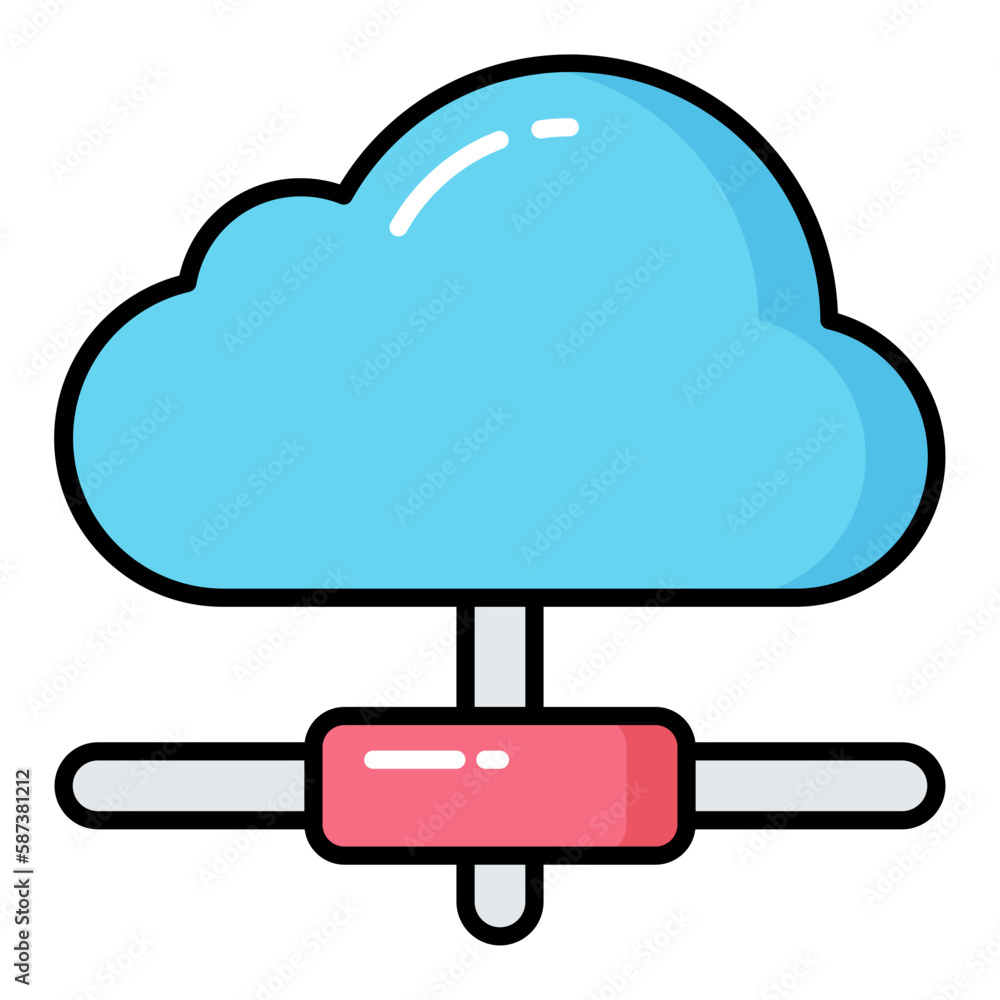 Cloud Connection Line Color Icon Cloud Connection Line Color Icon