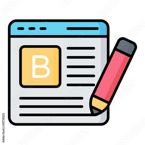 Writing Blog Line Color Icon