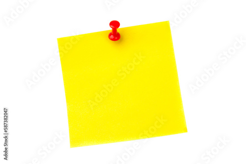 Illustrative image of pushpin on yellow paper 