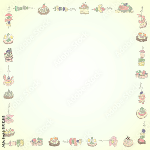 Canapes and sandwiches food style frame border