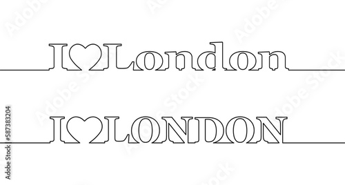 .I LOVE LONDON. The outline of uppercase and lowercase letters.