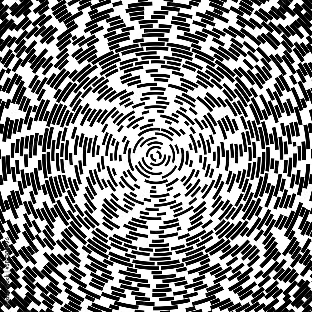 Radial stroke pattern. Abstract line circles, design elements. Vector illustration with editable strokes. Black and white, Radial stroke pattern. Abstract line circles, design elements. Vector illustration with editable strokes. Black and white,