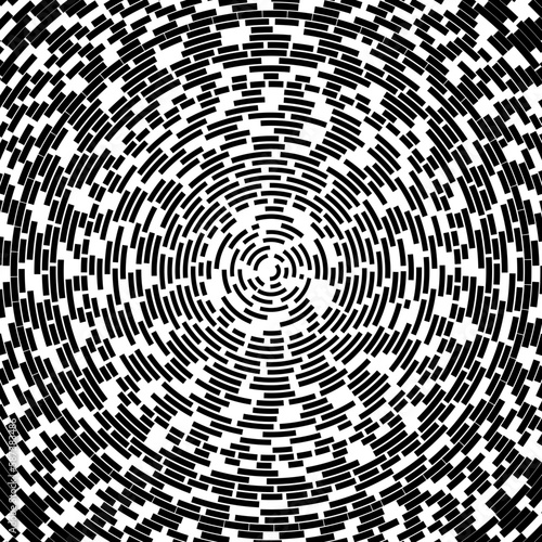 Radial stroke pattern. Abstract line circles  design elements. Vector illustration with editable strokes. Black and white 