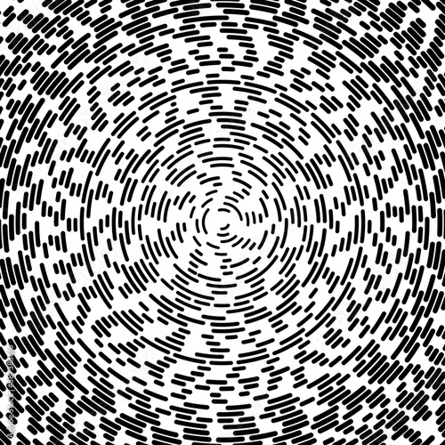 Radial stroke pattern. Abstract line circles, design elements. Vector illustration with editable strokes. Black and white, © halftone vector