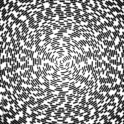 Radial stroke pattern. Abstract line circles, design elements. Vector illustration with editable strokes. Black and white, © halftone vector