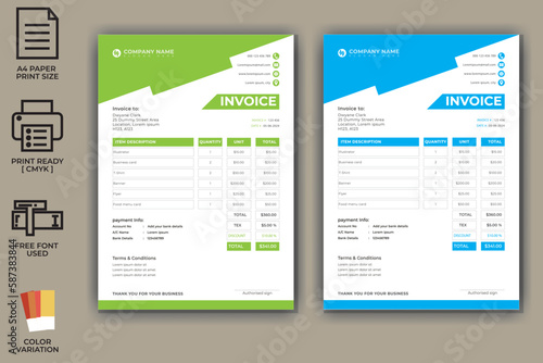 Corporate modern invoice template design