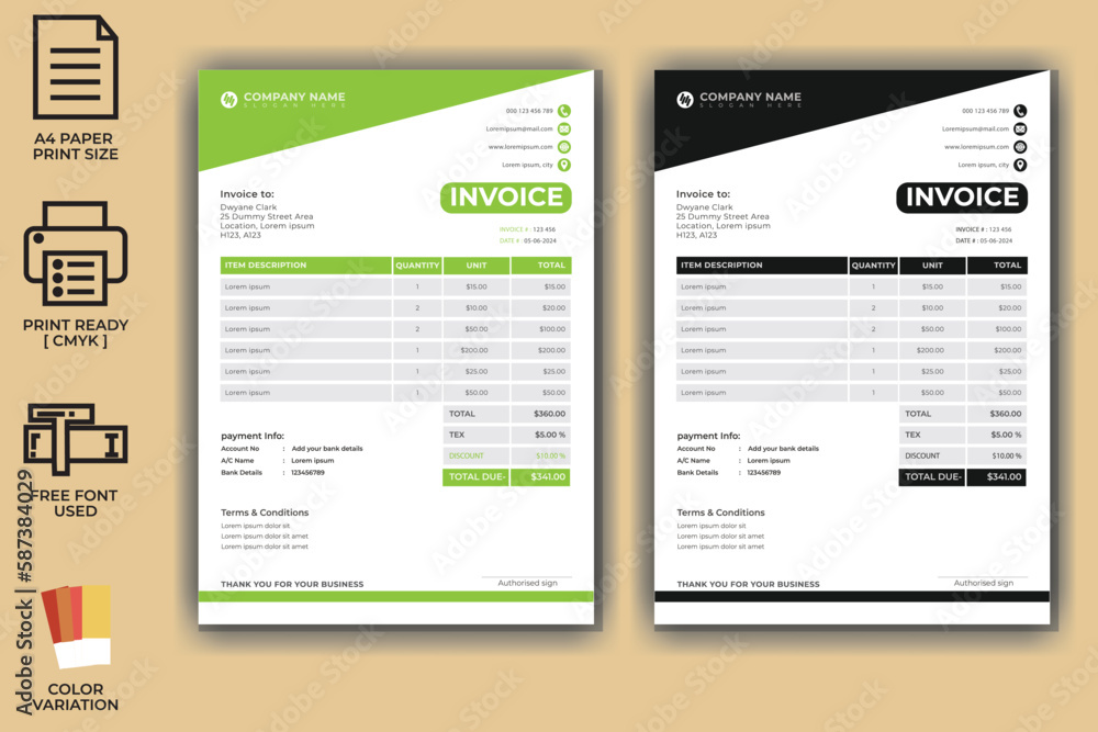 Corporate modern invoice template design Corporate modern invoice template design