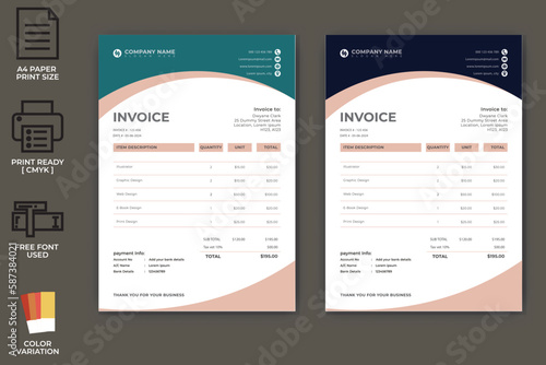Corporate modern invoice template design