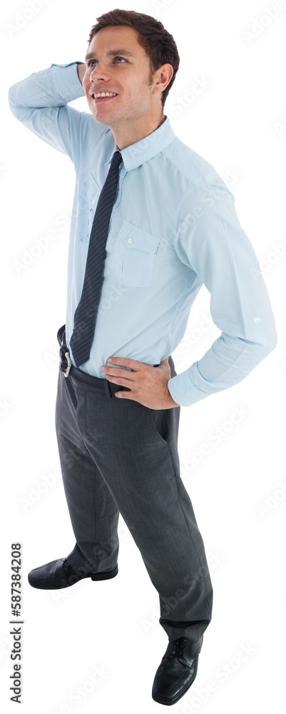 Thinking businessman with hand on head Thinking businessman with hand on head