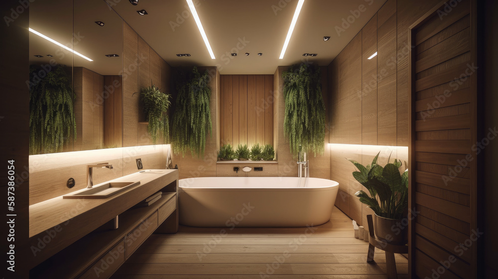 Minimalist zen bathroom design, Generative AI Minimalist zen bathroom design, Generative AI