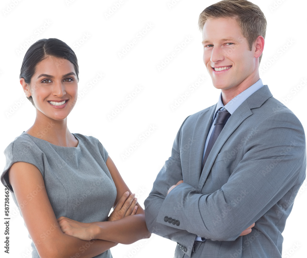 Smiling business colleagues smiling at camera Smiling business colleagues smiling at camera