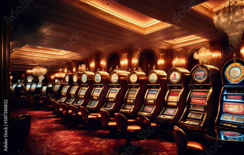 a casino with many slot machines - Generative AI
