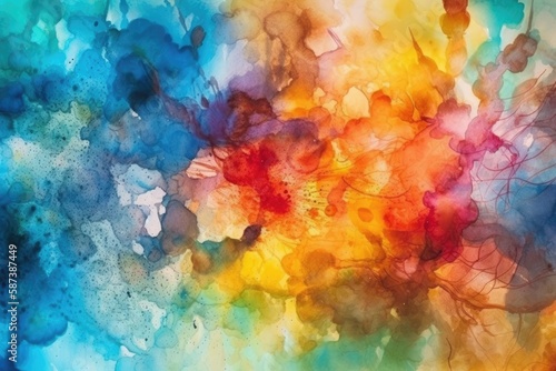 colorful abstract painting with brushstrokes and splatters. Generative AI