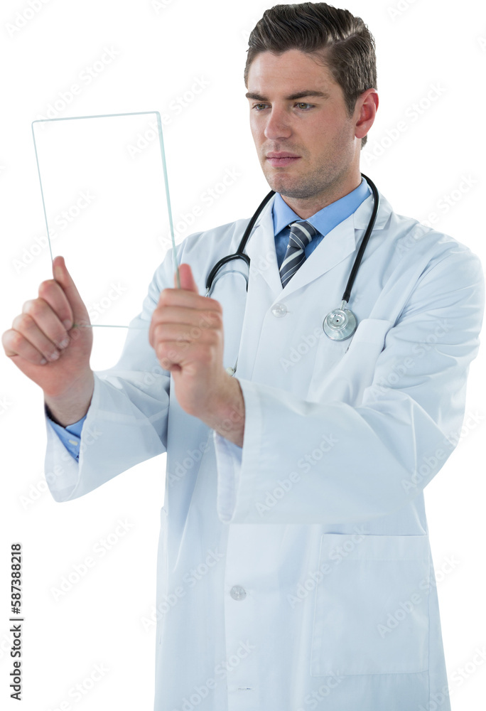 Male doctor using futuristic digital tablet Male doctor using futuristic digital tablet