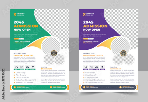 Kids back to school education admission flyer poster template bundle, Creative and modern online school kids education admission flyer poster layout , Multicolored School Flyer Layout