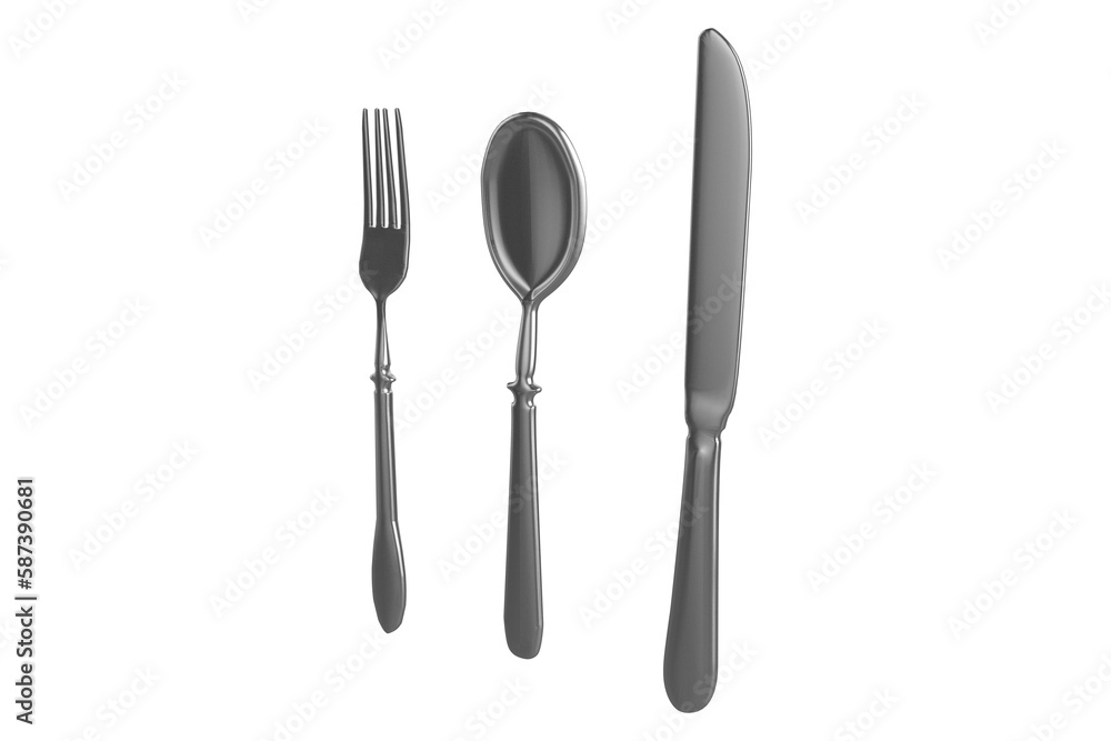 Digital image of fork with table knife and spoon Digital image of fork with table knife and spoon