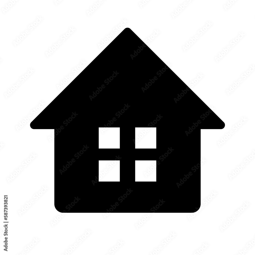 4-window house silhouette icon. Vector. 4-window house silhouette icon. Vector.