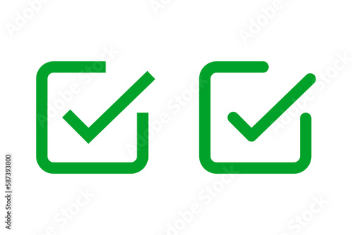 Rounded corner and corner checkbox icon set. Vector.
