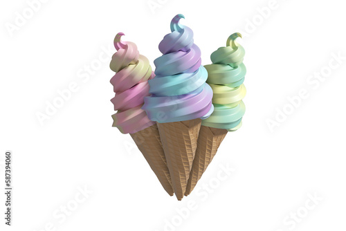3D Composite image of ice creams
