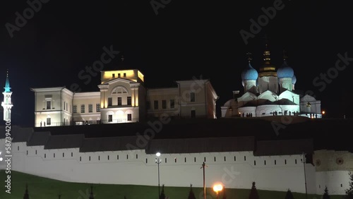 Kremlin in Kazan, Tatarstan. Night. 4K. photo