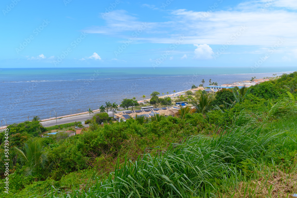 Landscape view of Porto Seguro - Bahia, Brazil. Region between Taperapuan neighborhood and the city downtown. Descobrimento avenue and Beira Mar avenue.