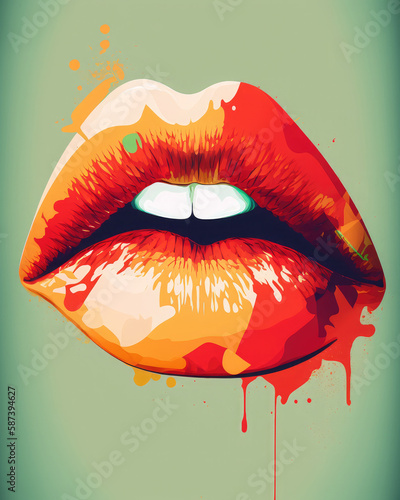 Female lips illustration. Generative AI