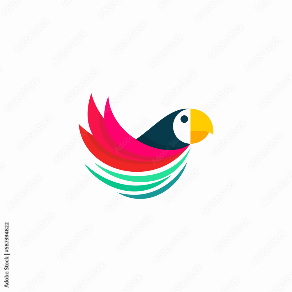 Fototapeta premium abstract parrot bird nest logo