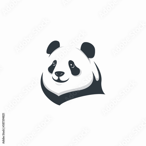 smiling panda head logo vector