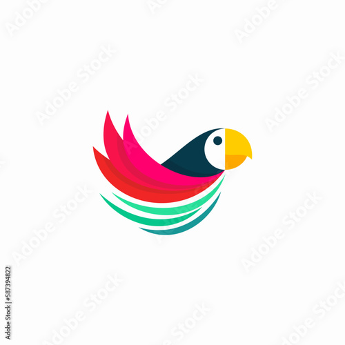 abstract parrot bird nest logo