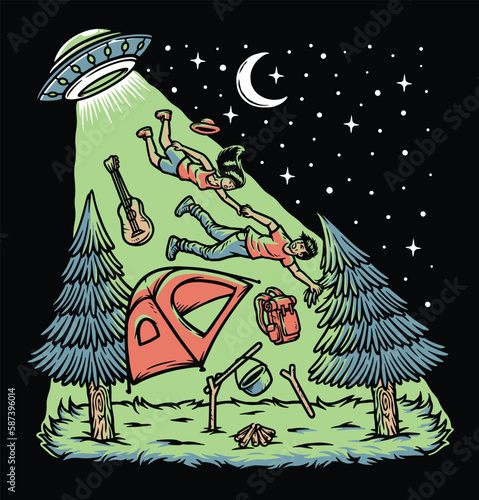 alien invasion of humans while camping