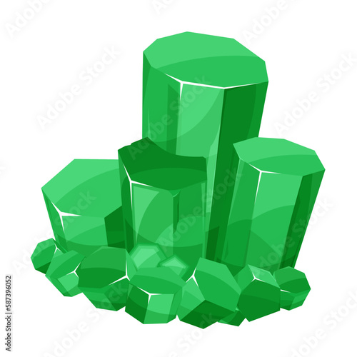 宝石の原石のイラスト_エメラルド