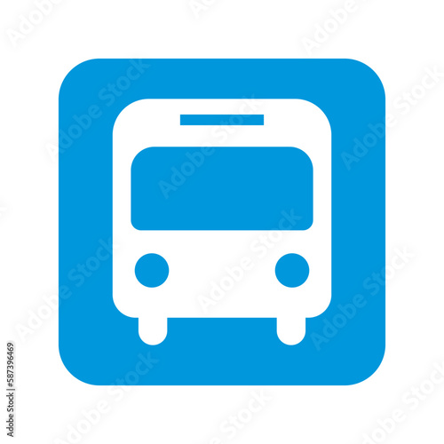Blue bus stop icon. Boarding position. Vector.