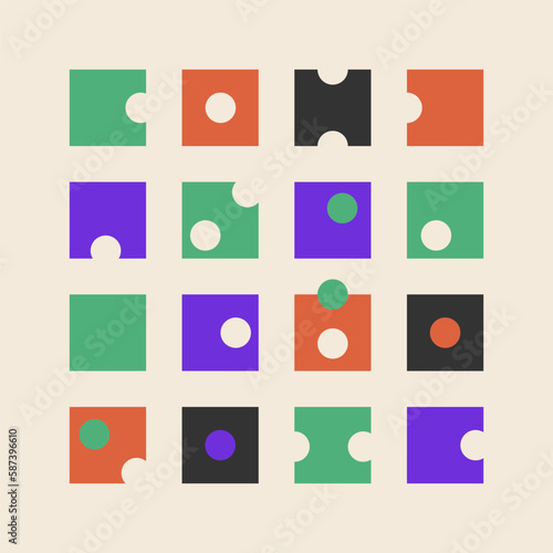 Brutalism style abstract cube shapes, bold geometric forms set. Vector illustrations for web, background, art design