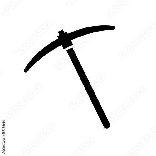 Pickaxe silhouette icon. Mining tool. Vector.